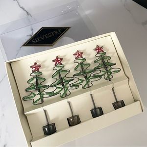 SET of 4 Christmas Tree Card Holders by Silvestri